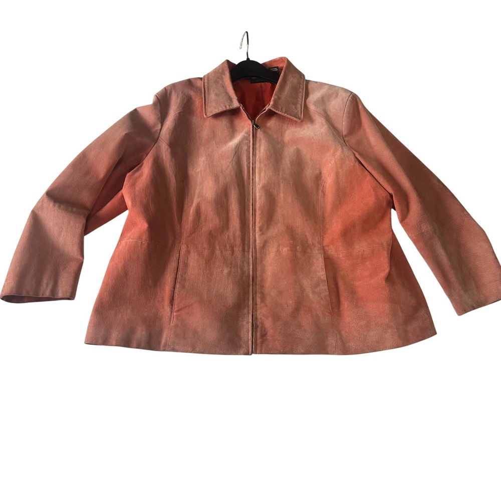 Y2K Relativity Womens 3X Leather Suede Full Zip Jacket Coral Orange RN 70246